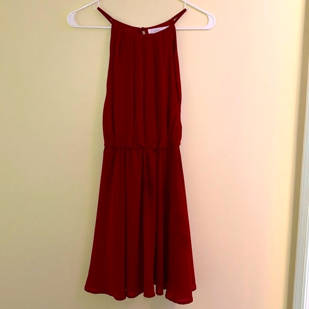 Lush Red Flowy Midi Dress | Size XS